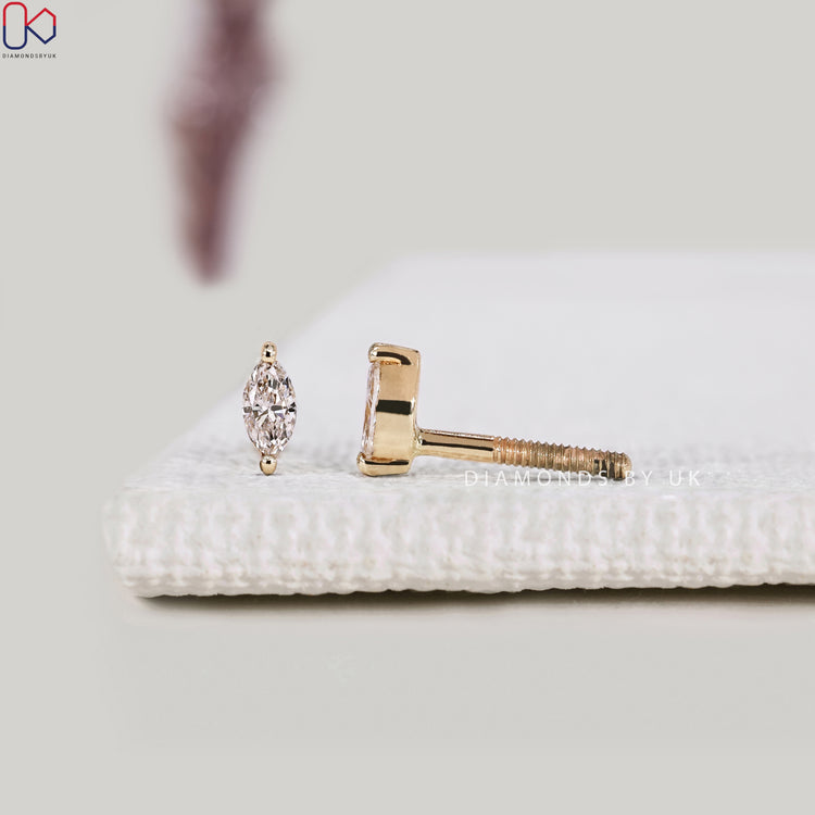 Handmade marquise earrings with prong setting.