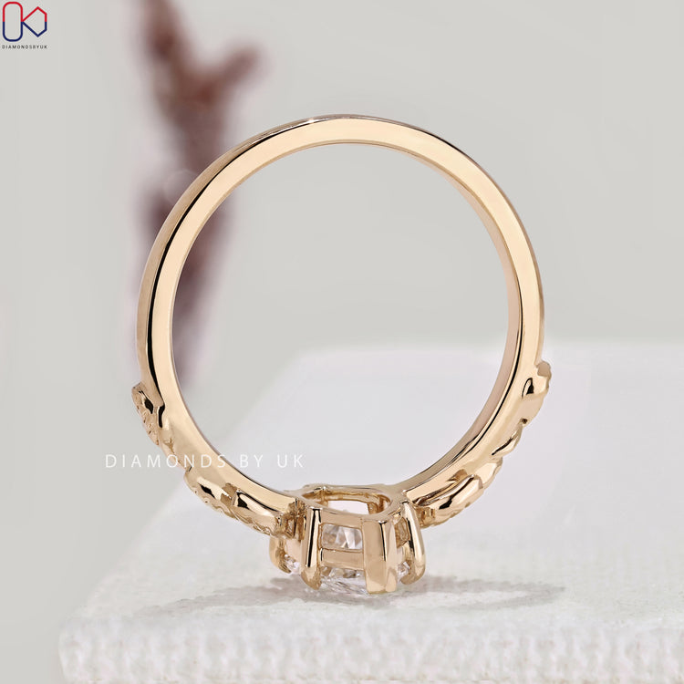 Nature Inspired Marquise Diamond Engagement Ring in Solitaire Style