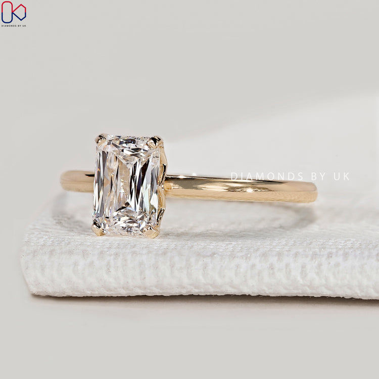 Handmade criss cut ring with tulip basket setting.