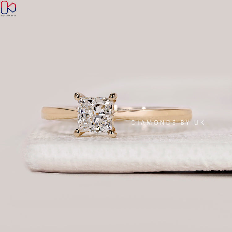 Princess cut lab grown diamond ring, handmade.