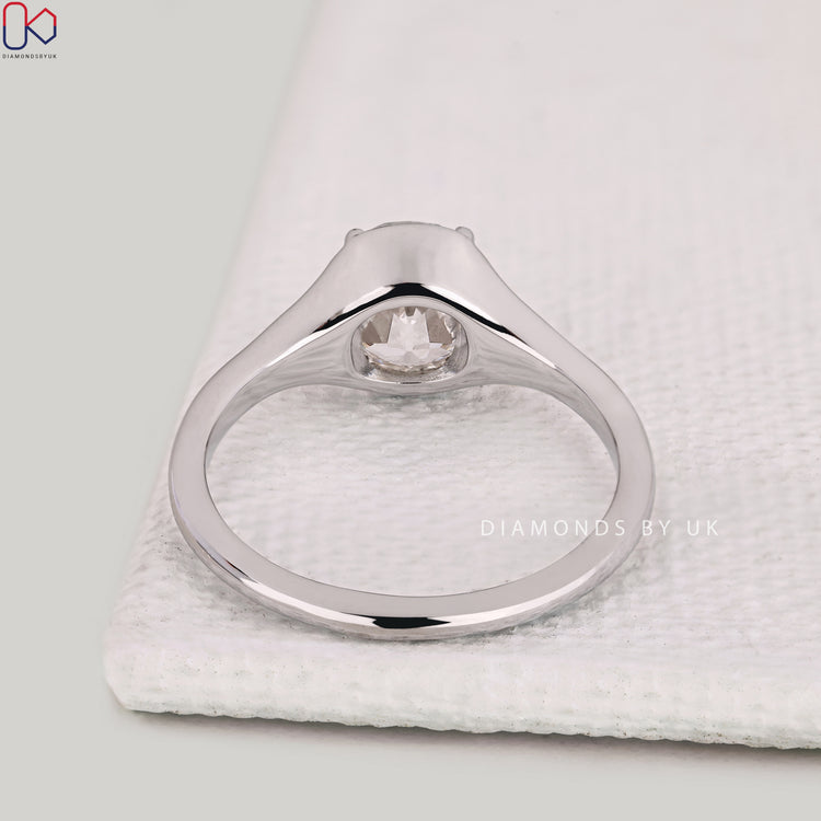 Handmade Cushion Old European diamond solitaire ring.
