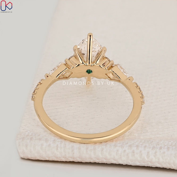 Handmade marquise ring with six claw prong setting.
