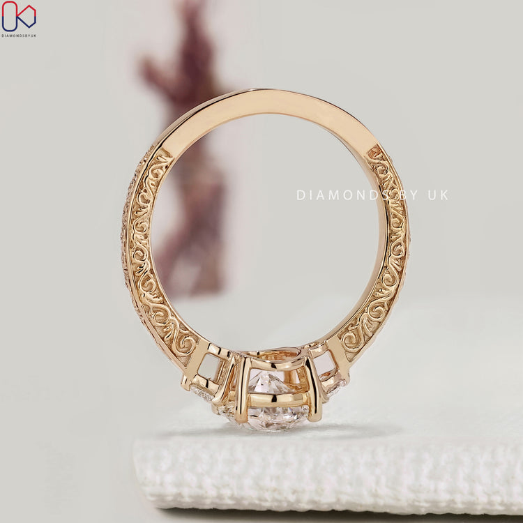 Lab grown diamond ring with four prong setting
