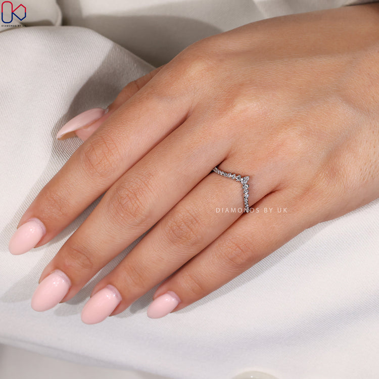 Tiara Style Pear And Round Cut Wedding Band