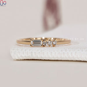 Unique Wedding Band - 4 Stone Design