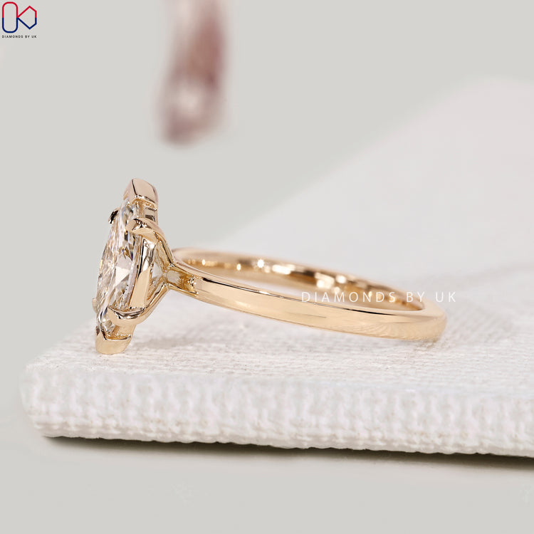 IGI Certified marquise cut solitaire diamond ring.