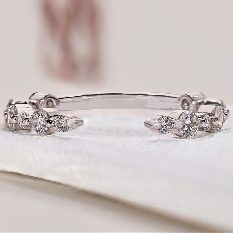 A wedding band lab grown diamond design with a stunning open gap style.
