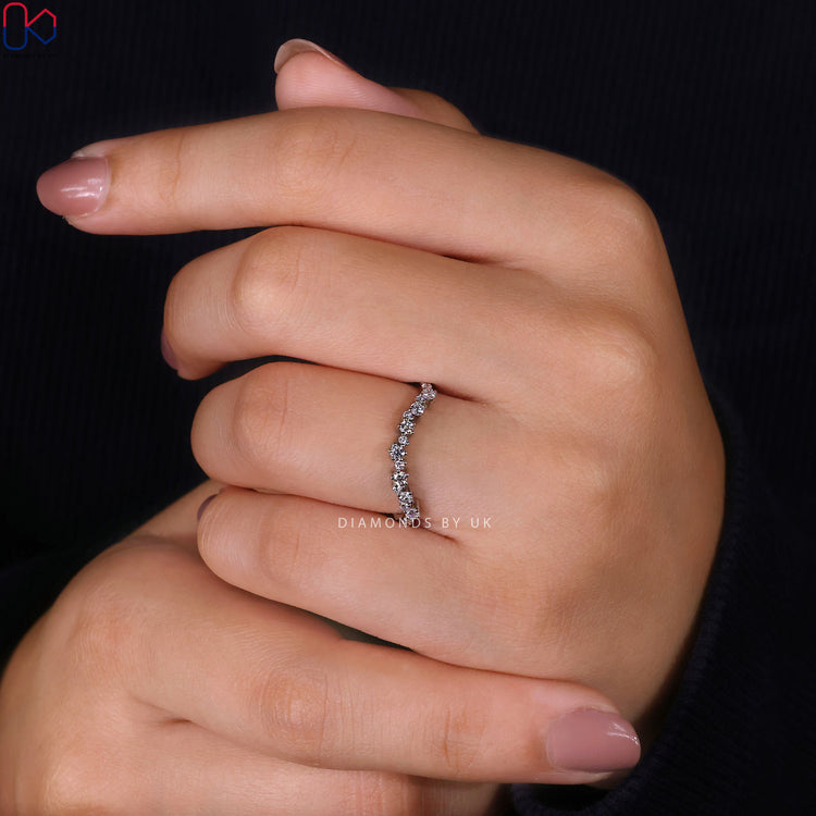 Handmade lab grown round diamond band.