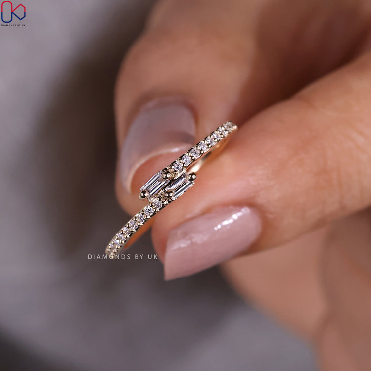 Baguette And Round Diamond Band in Bypass Setting