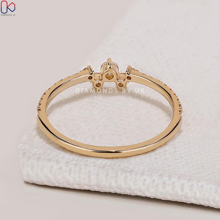 Lab grown round diamond wedding band with half eternity.

